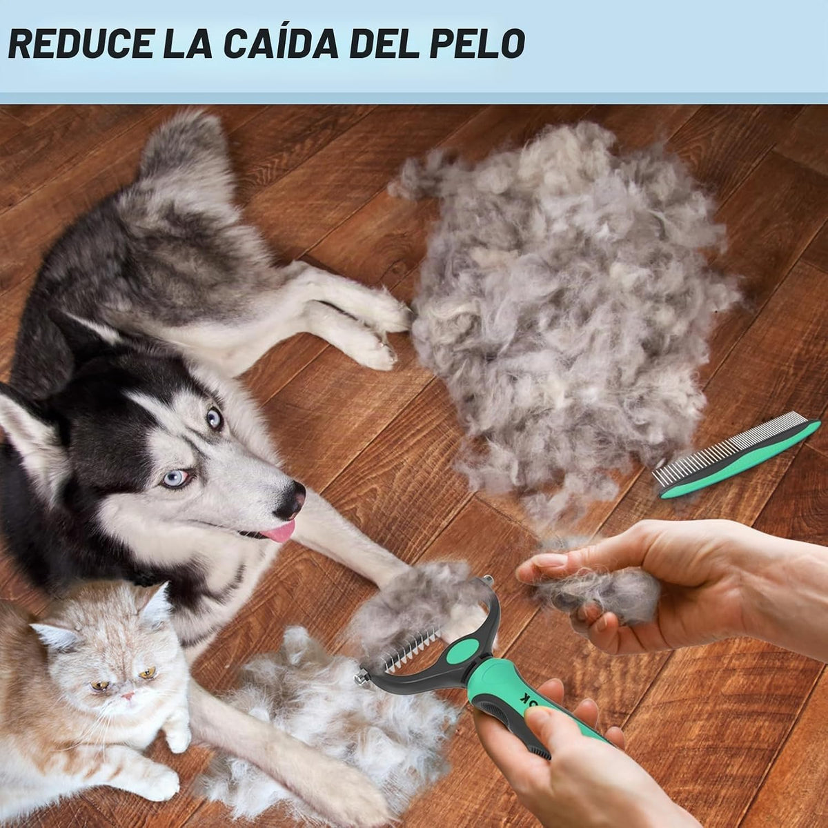Docrok Cepillo de Aseo para Mascotas y Peine de Metal Combo, Cepill...