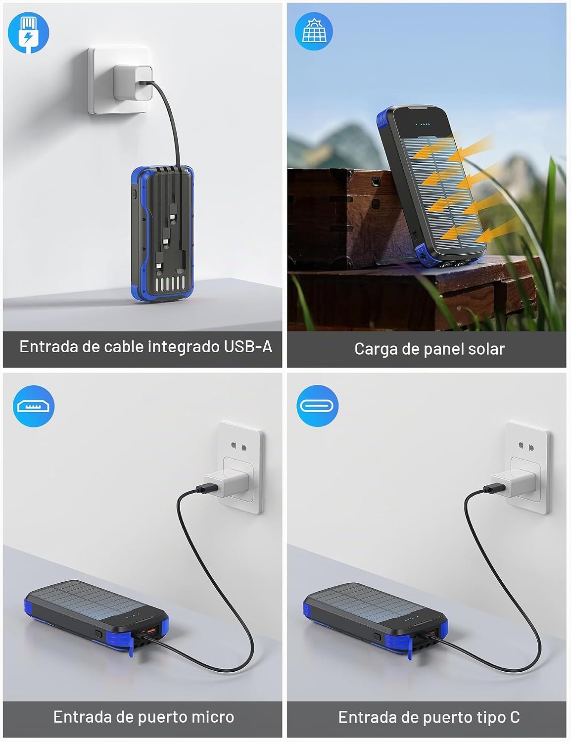 SOXONO Cargador solar portátil de carga rápida del banco 40000mAh P...