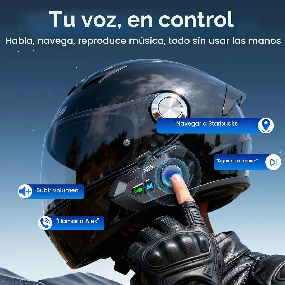 Khptop Auriculares Bluetooth para casco de motocicleta, intercomuni...