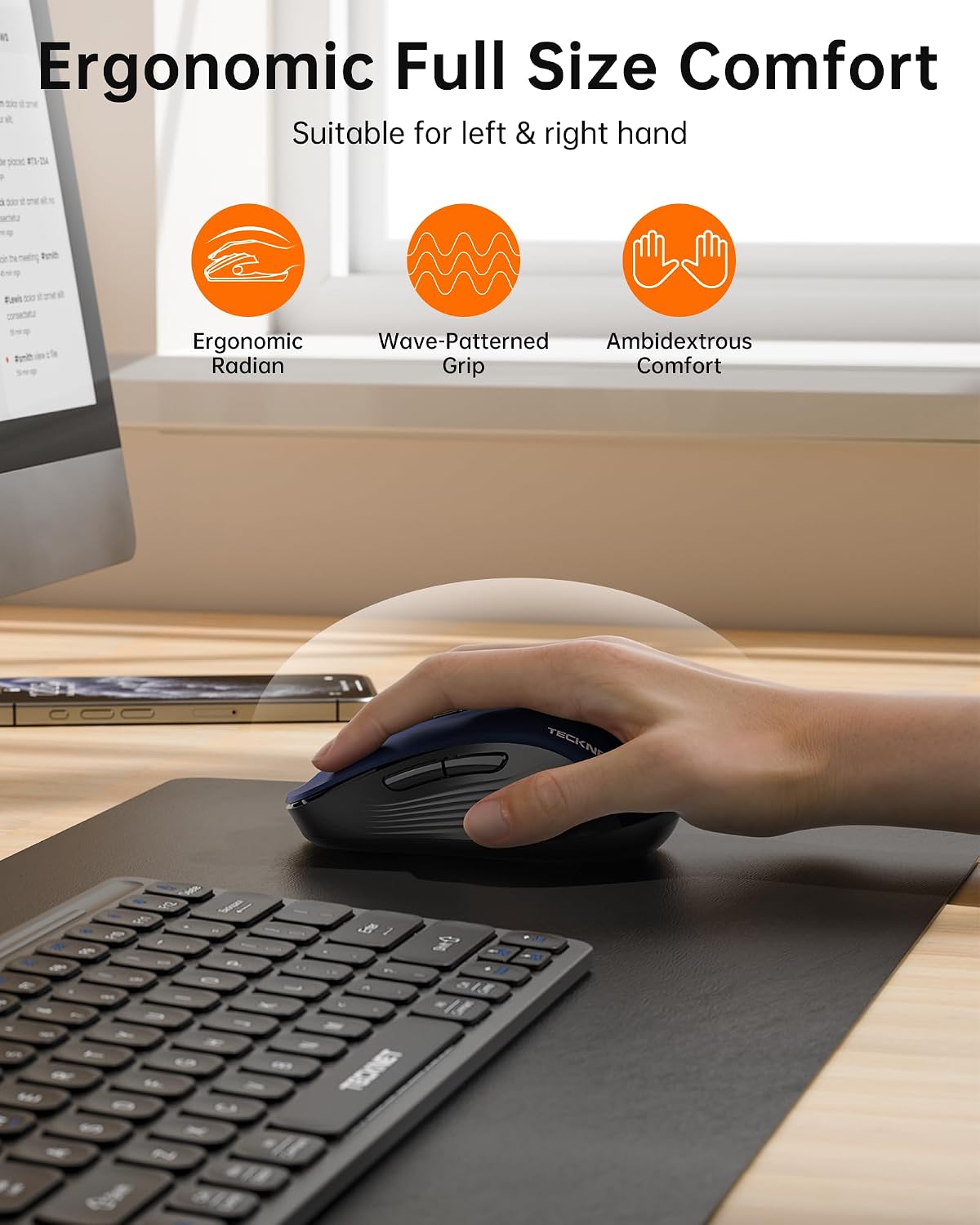 TECKNET Ratón Bluetooth inalámbrico de 3 dispositivos con rueda de...