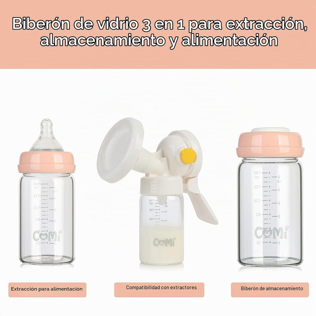 COMI Botellita de Vidrio de Boca Ancha para Recolección y Almacenam...