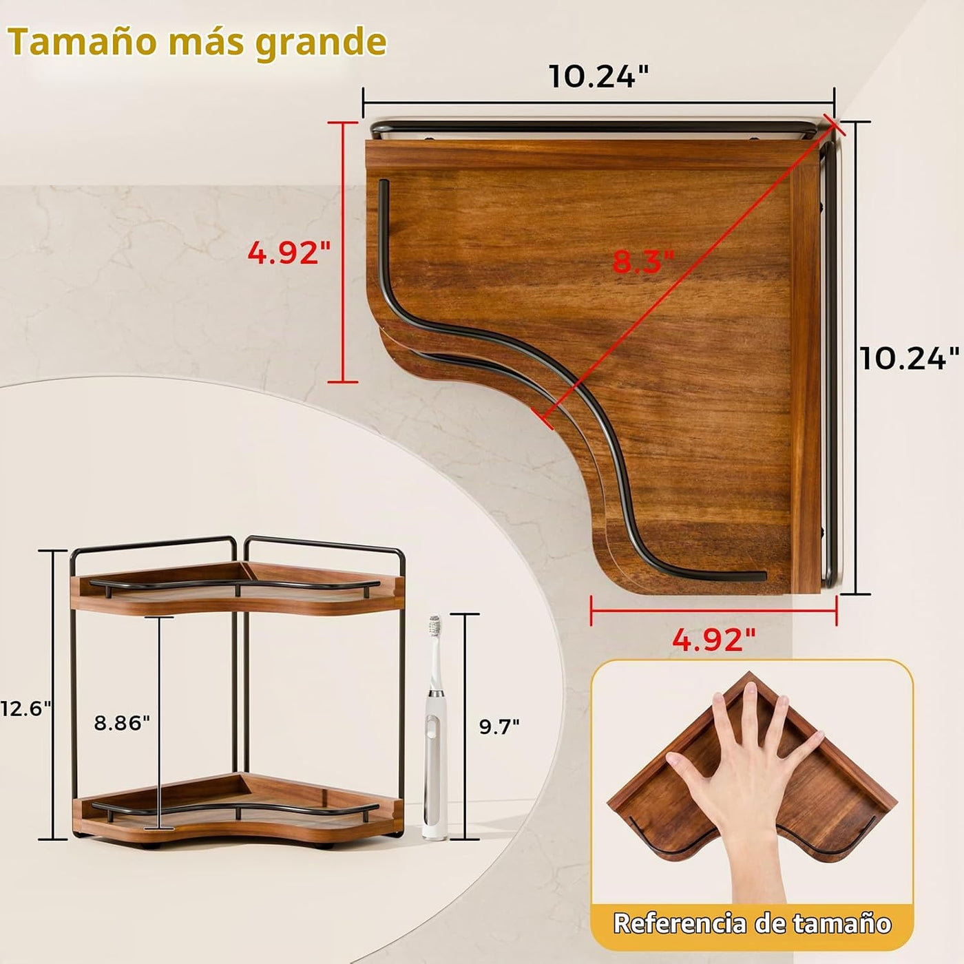 Organizador esquinero de 2 niveles para encimera de baño con agujer...
