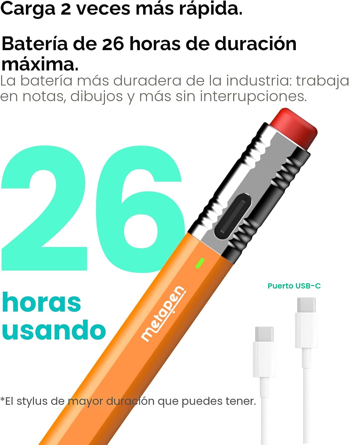 Metapen Lápiz Air8 Pro X para iPad 2018-2026, ultra silencioso, 2 v...