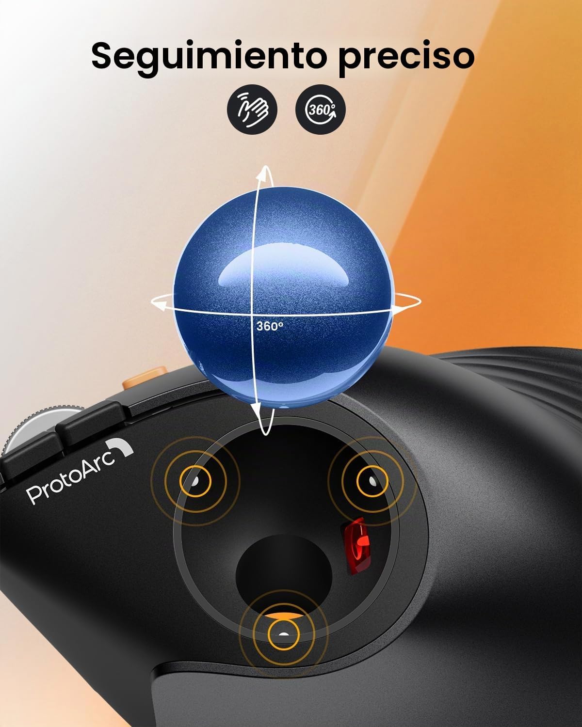 ProtoArc Ratón Trackball Vertical Inalámbrico, EM05 NL Ratón Ergonó...