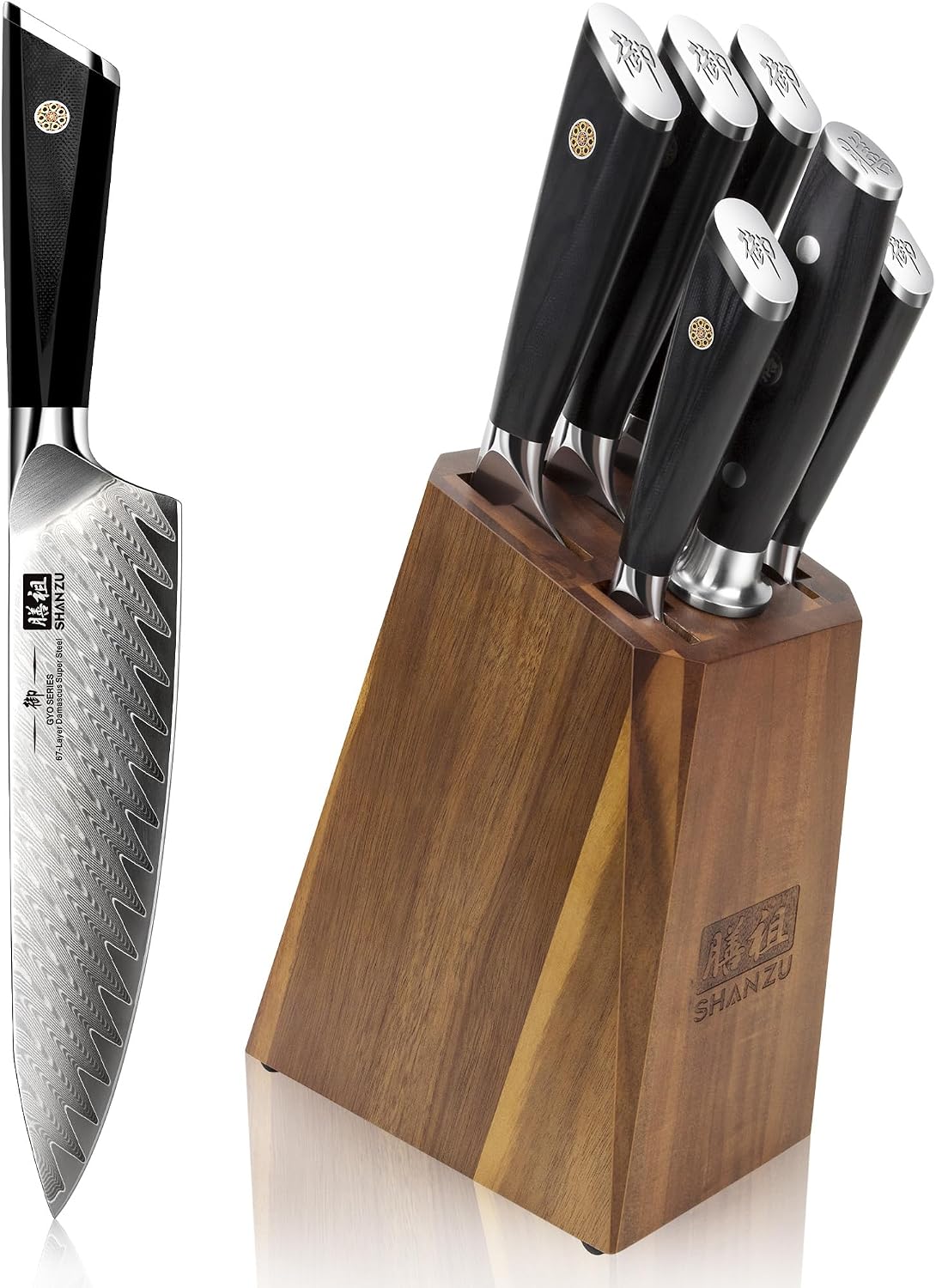 Juego de cuchillos de cocina de Damasco SHAN ZU, juego de 7 piezas...