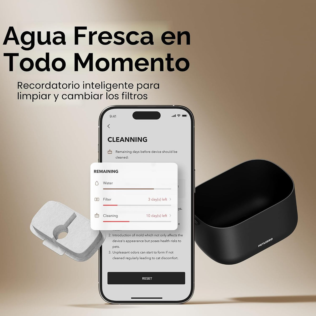 PETLIBRO Fuente de agua para gatos, bandeja de acero inoxidable, mo...