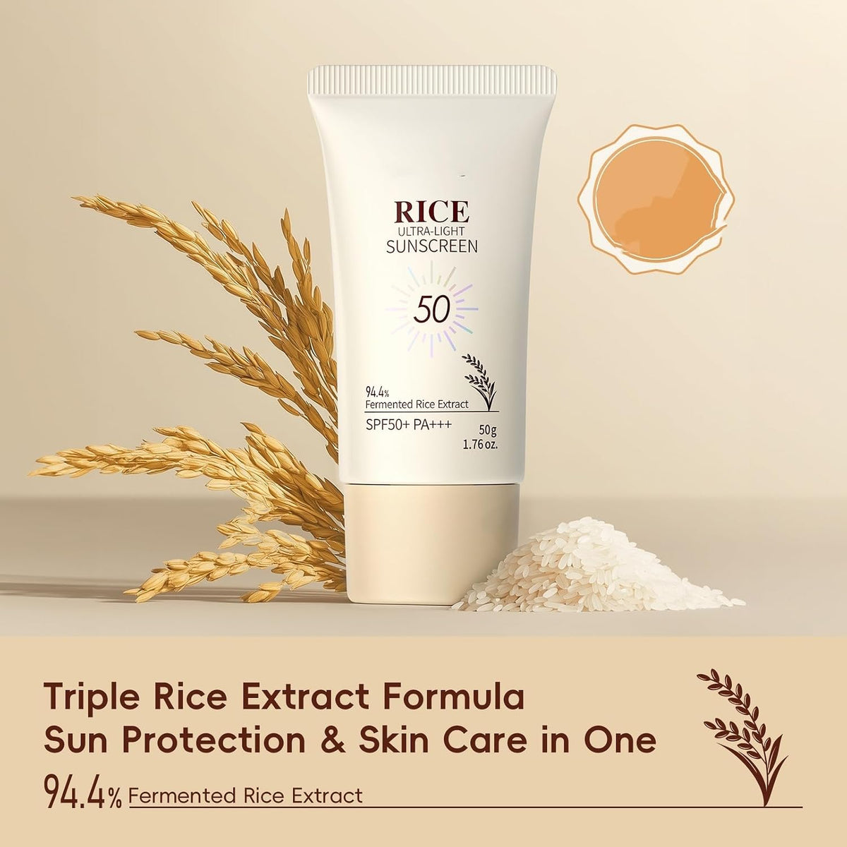 SANZHUAN Hidratante facial de arroz con SPF50+, fórmula mineral de...