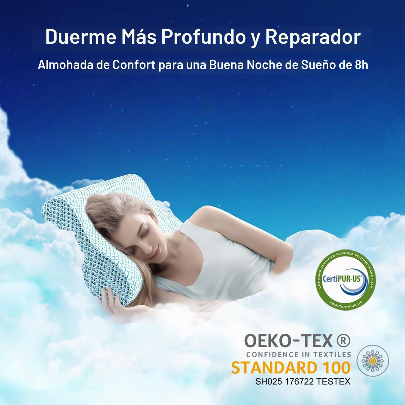 Almohada de espuma viscoelástica Anvo, almohada ortopédica cervical...