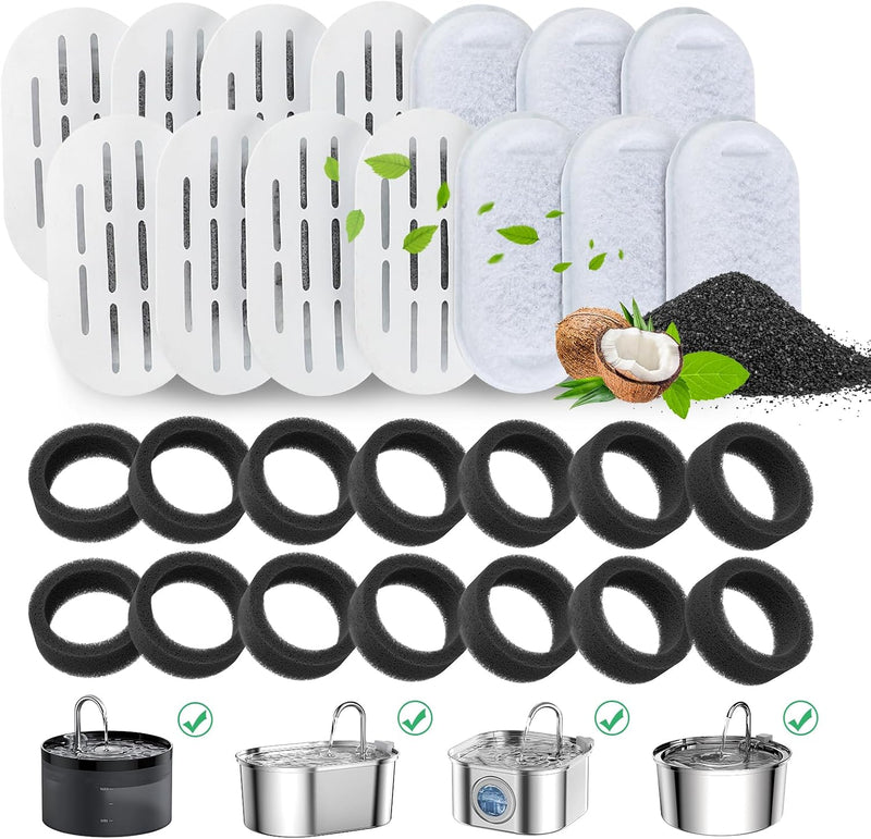 Filtros de fuente de agua para gatos, paquete de 28 filtros de fuen...