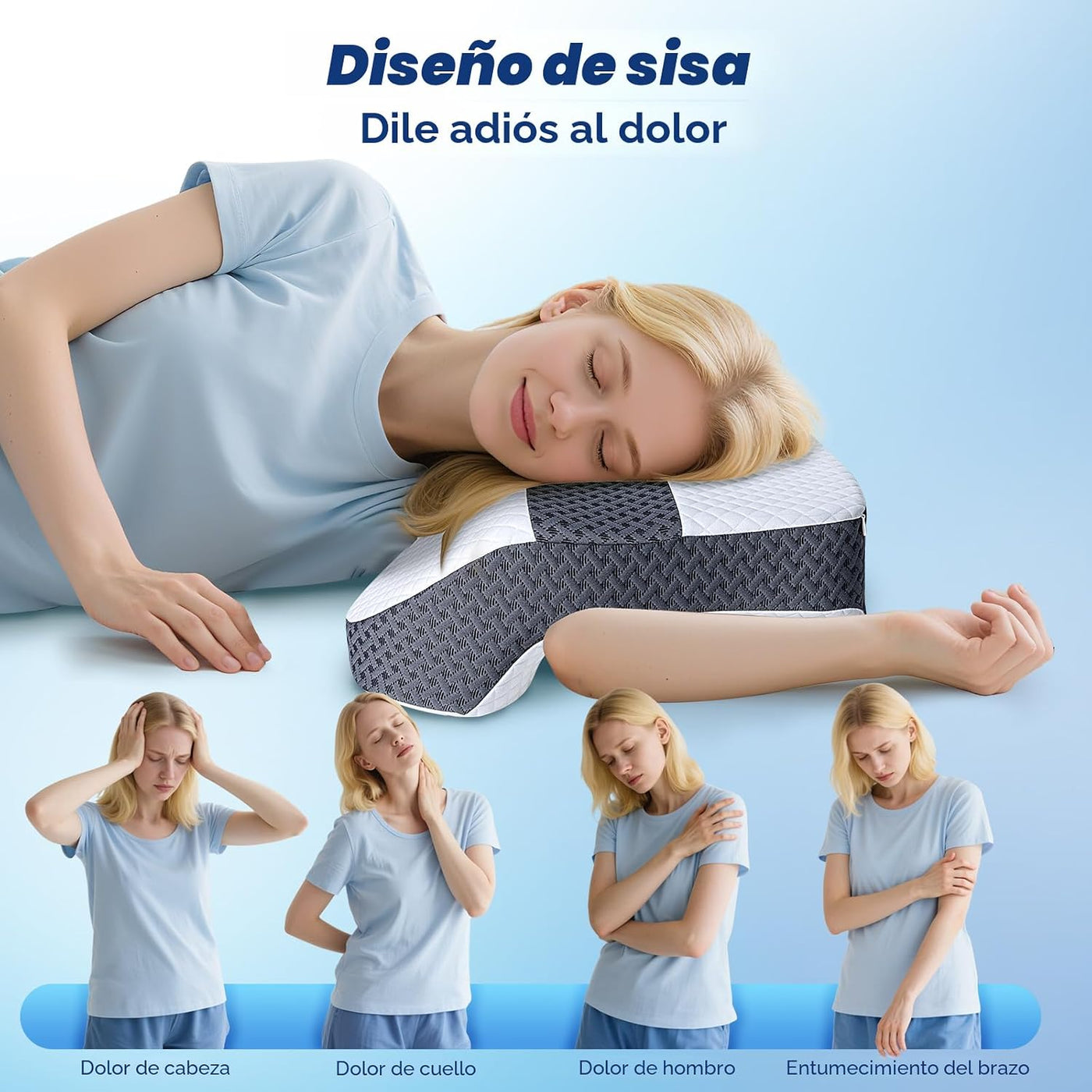 SAHEYER almohada para dormir de lado con agujeros para brazos, sist...