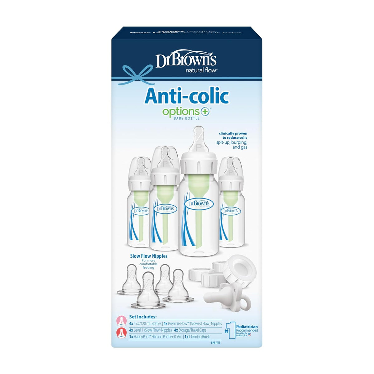 Dr. Brown's Anti-Colic Options+ Bomba de mama a biberón y juego...