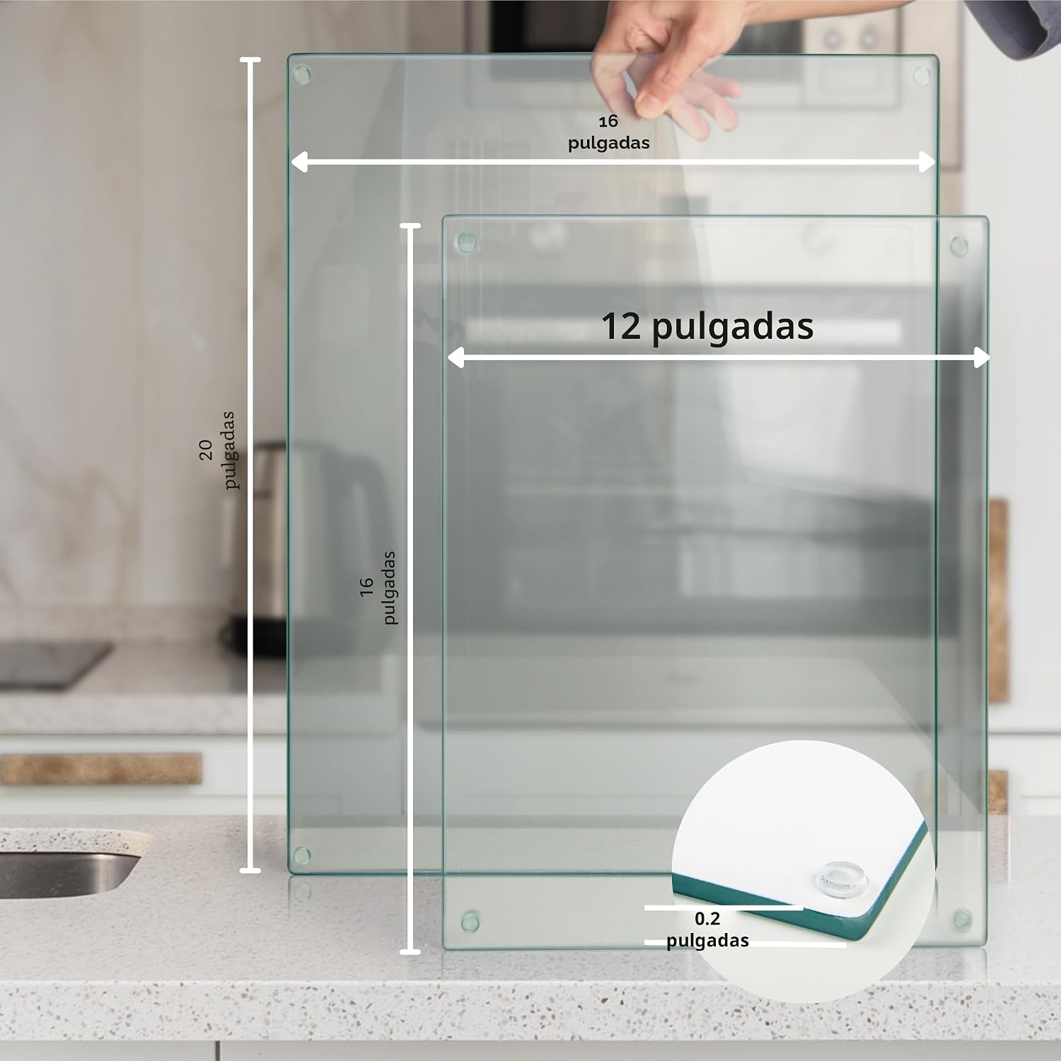 Tabla de cortar de vidrio Kitchenville de 20"x16": Protecto...