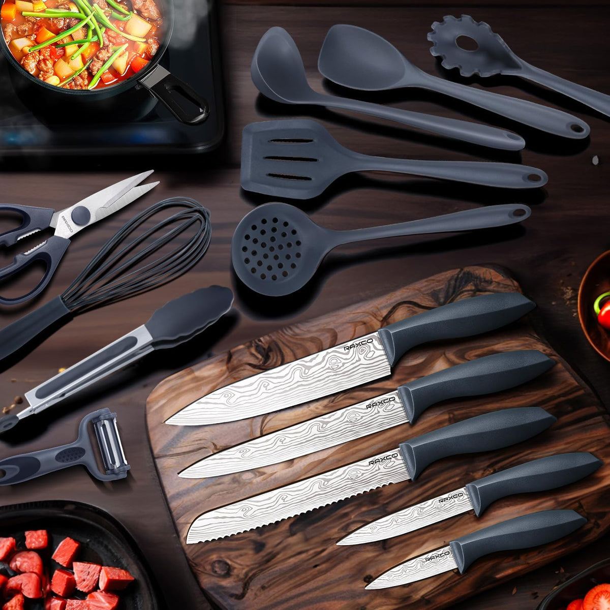 RAXCO Juego de cocina, utensilios de cocina de 7 piezas, utensilios...