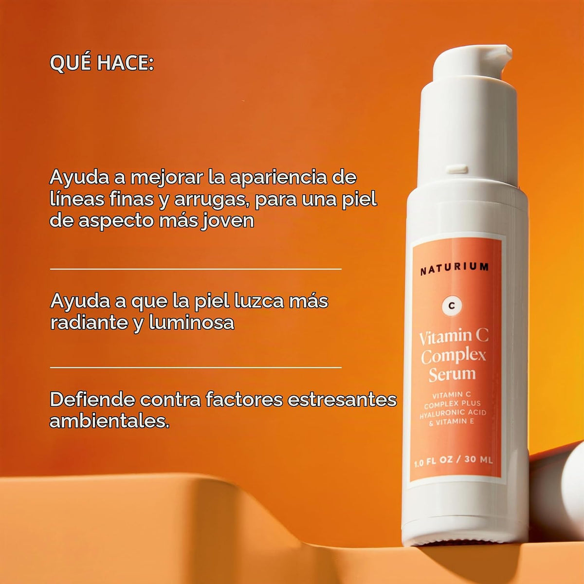 Naturium - Suero complejo de vitamina C con ácido hialurónico, 1 fl...