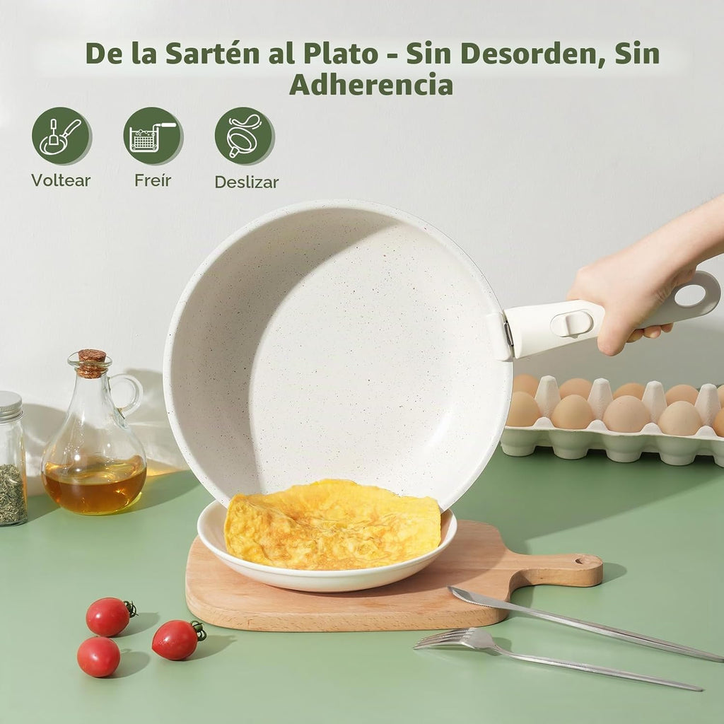 SODAY Juego de 18 Piezas de Ollas y Sartenes Antiadherentes, Juegos...