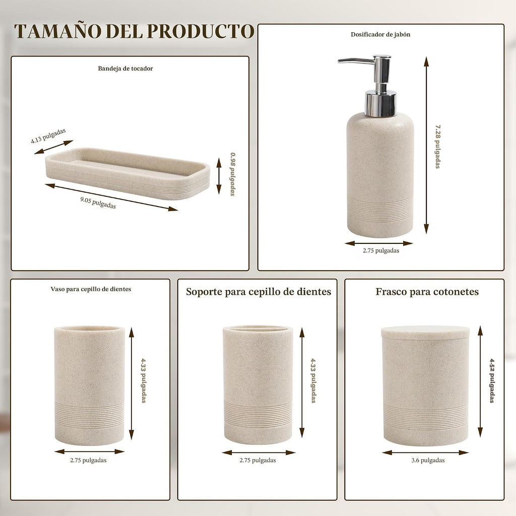 Juego de accesorios de baño, juego de accesorios de baño de 6 pieza...