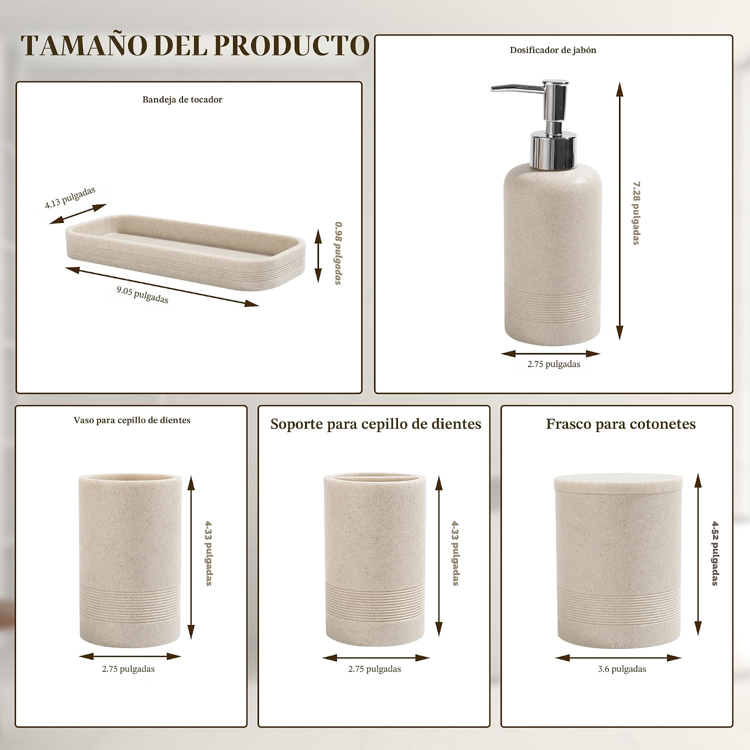 Juego de accesorios de baño, juego de accesorios de baño de 6 pieza...
