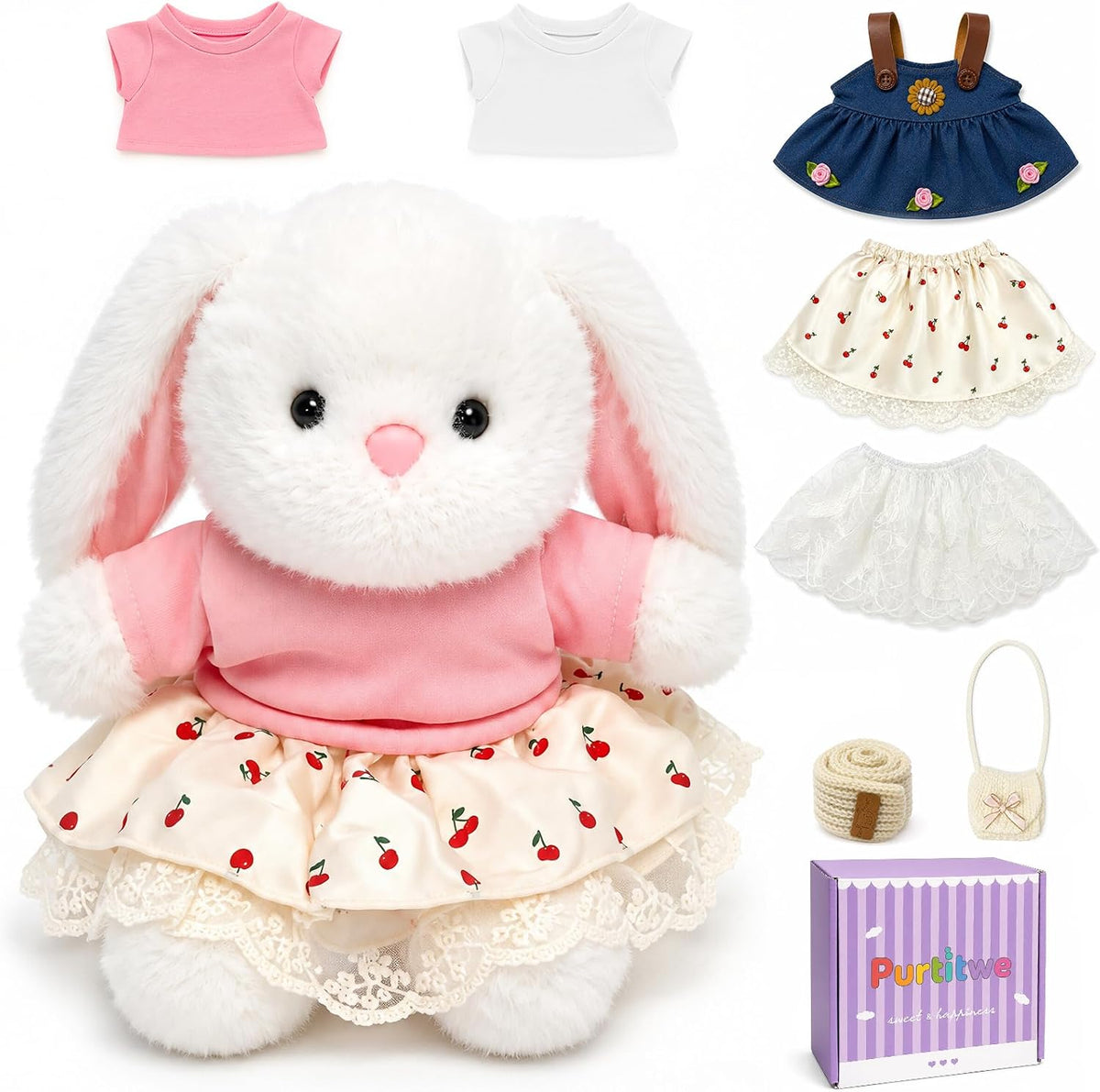 Juego de 8 piezas de peluche de conejo de 7.9 pulgadas para niñas |...
