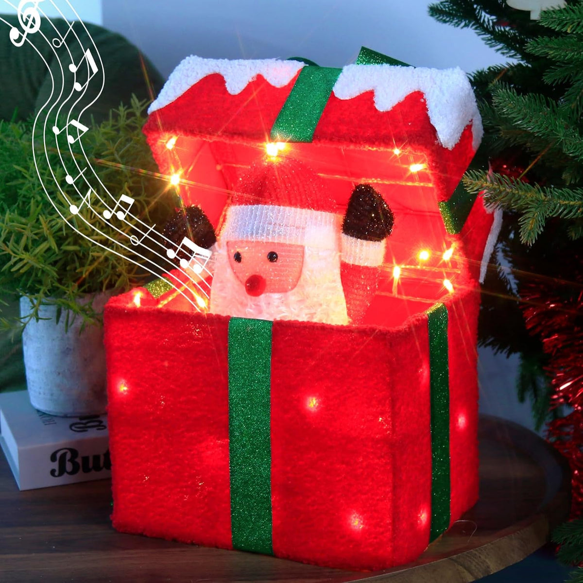 Decoraciones de Navidad para interiores Caja de regalo iluminada co...