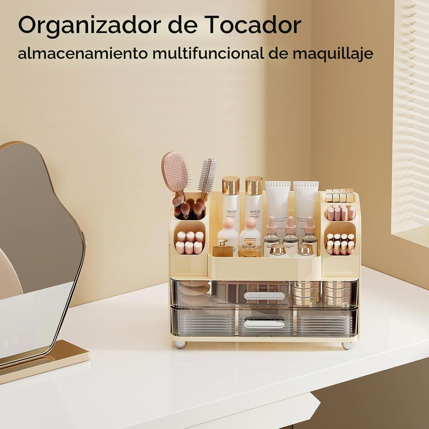 UFORU Organizador de maquillaje para encimera con 2 cajones grandes...