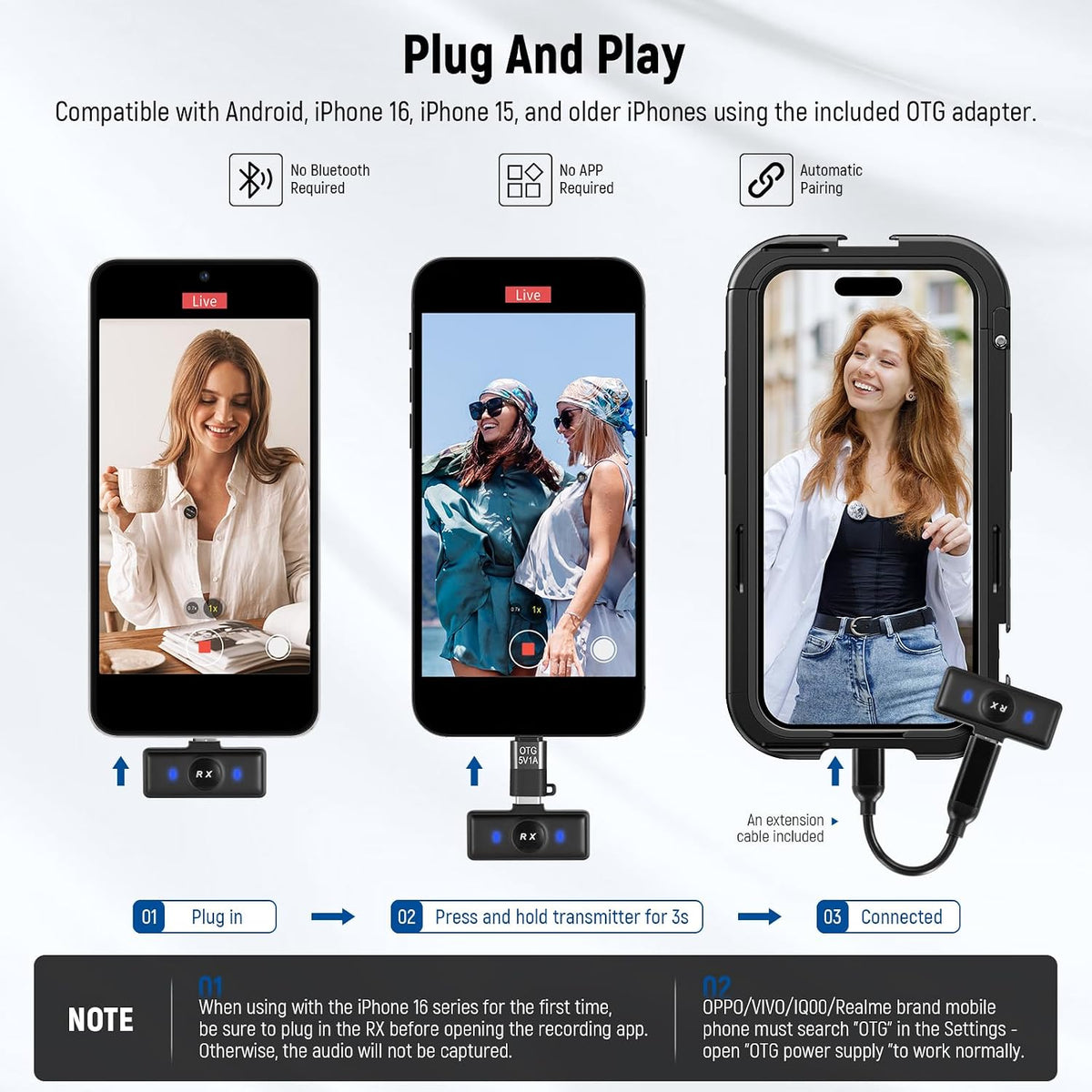NEEWER Sistema de Micrófono Lavalier Inalámbrico Compatible con iPh...
