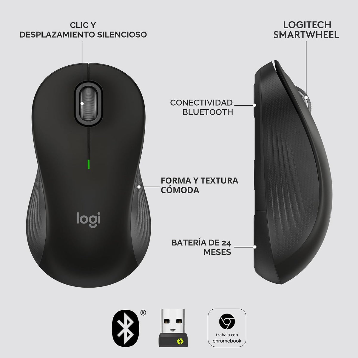 Logitech Signature M550 - Ratón inalámbrico para manos pequeñas a m...
