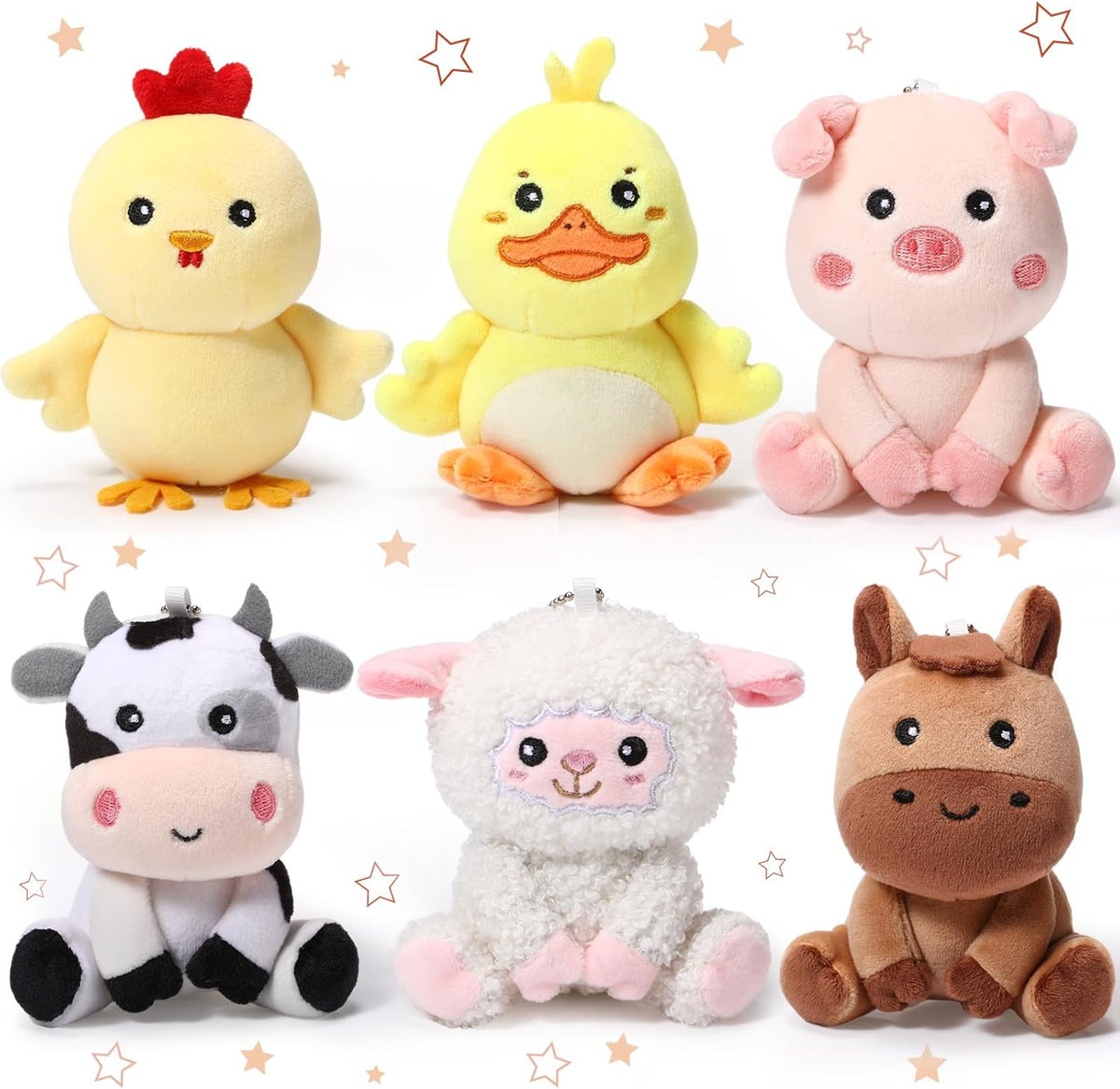 Aoriher 6 piezas de animales de peluche de granja de 4 pulgadas, an...