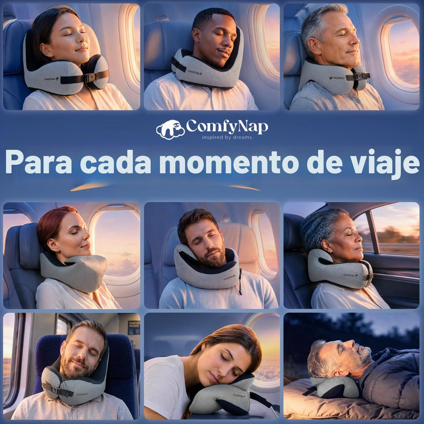 ComfyNap® Almohada de viaje versátil para el cuello para avión [pat...