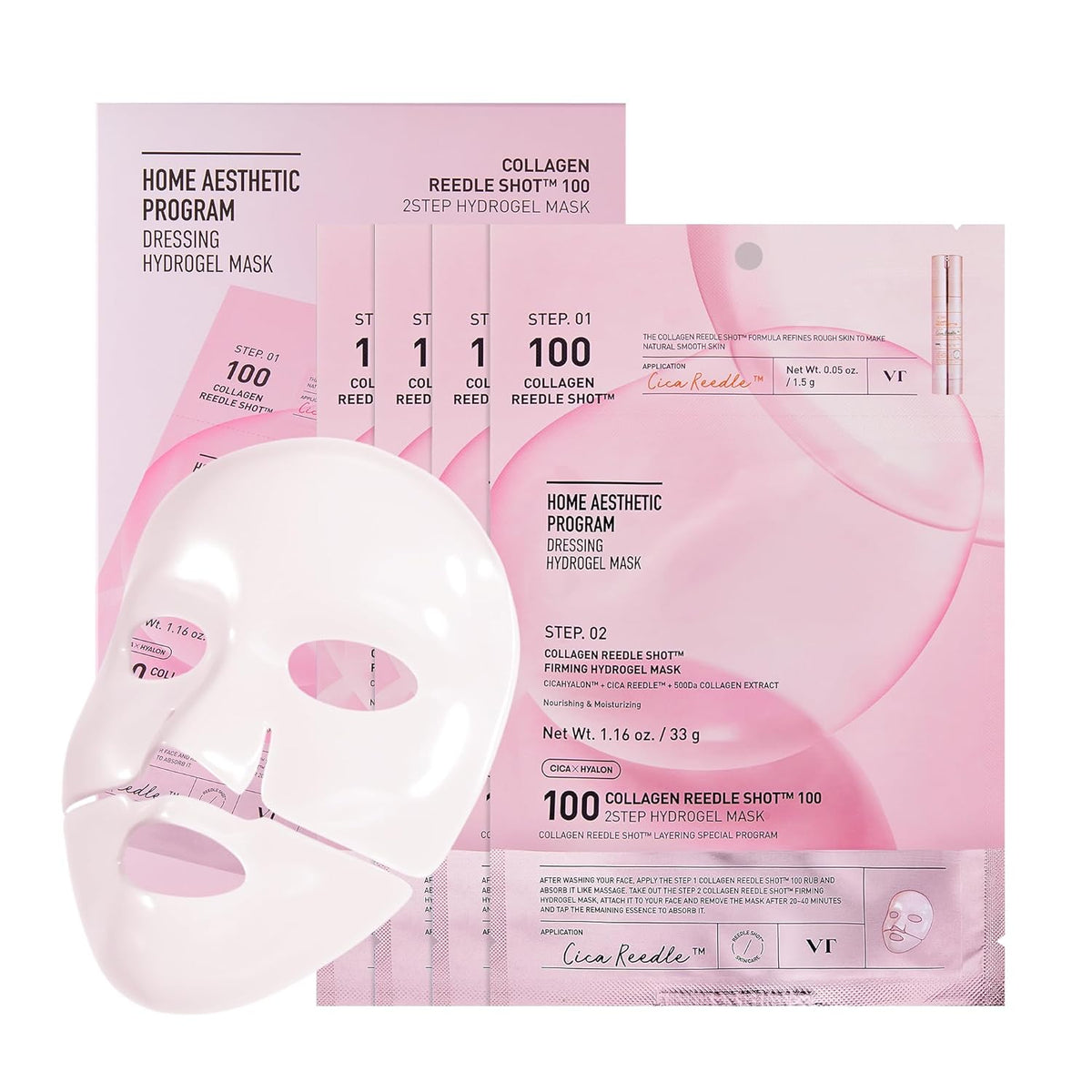 VT COSMETICS Colágeno Reedle Shot 100 Mascarilla de hidrogel de 2 p...