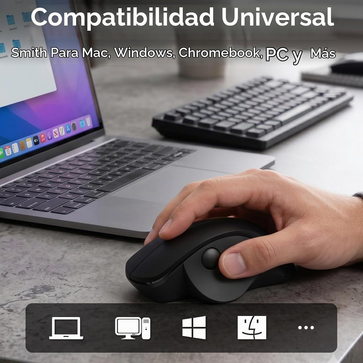 MangoEra Ratón ergonómico inalámbrico, desplazamiento lateral del p...