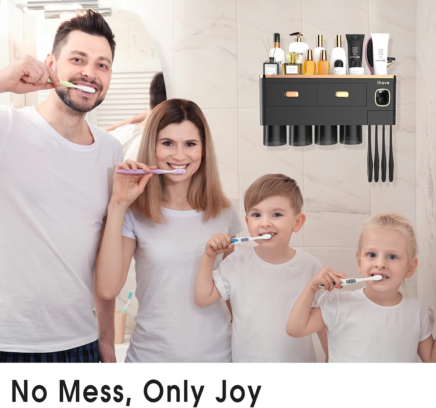 iHave - Portacepillos de dientes de pared para baños con dispensado...