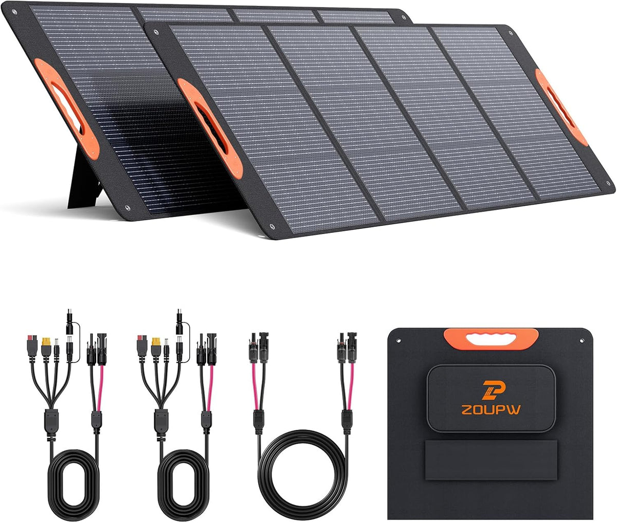 ZOUPW Panel solar portátil de 320 W (2 x 160 W) tipo N 16BB, cargad...