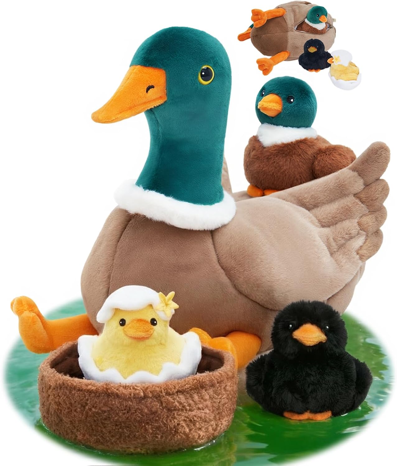 OUOZZZ - Peluches de pato 4 en 1 con un nido de pato | Juguetes de...