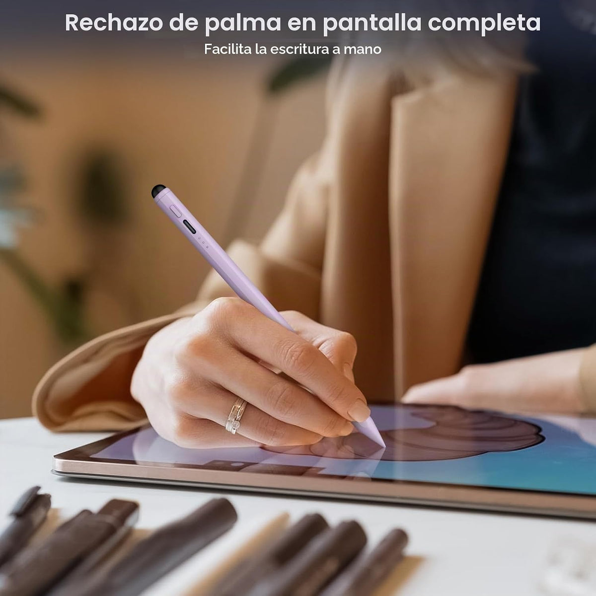 Lápiz capacitivo para iPad, Lápiz de doble punta con carga rápida d...
