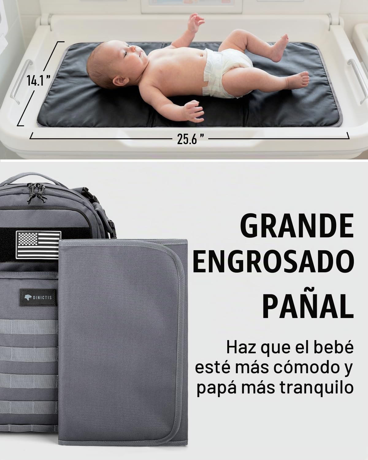 Dinictis Mochila de pañales de 40 L para papá, bolsas de pañales de...