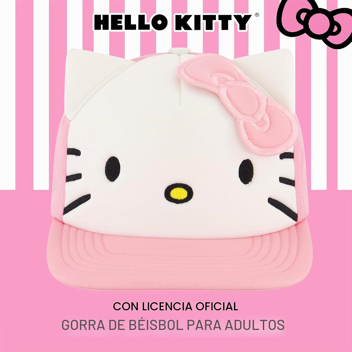 Hello Kitty Gorra de béisbol, gorra Snapback para mujer con ala pla...