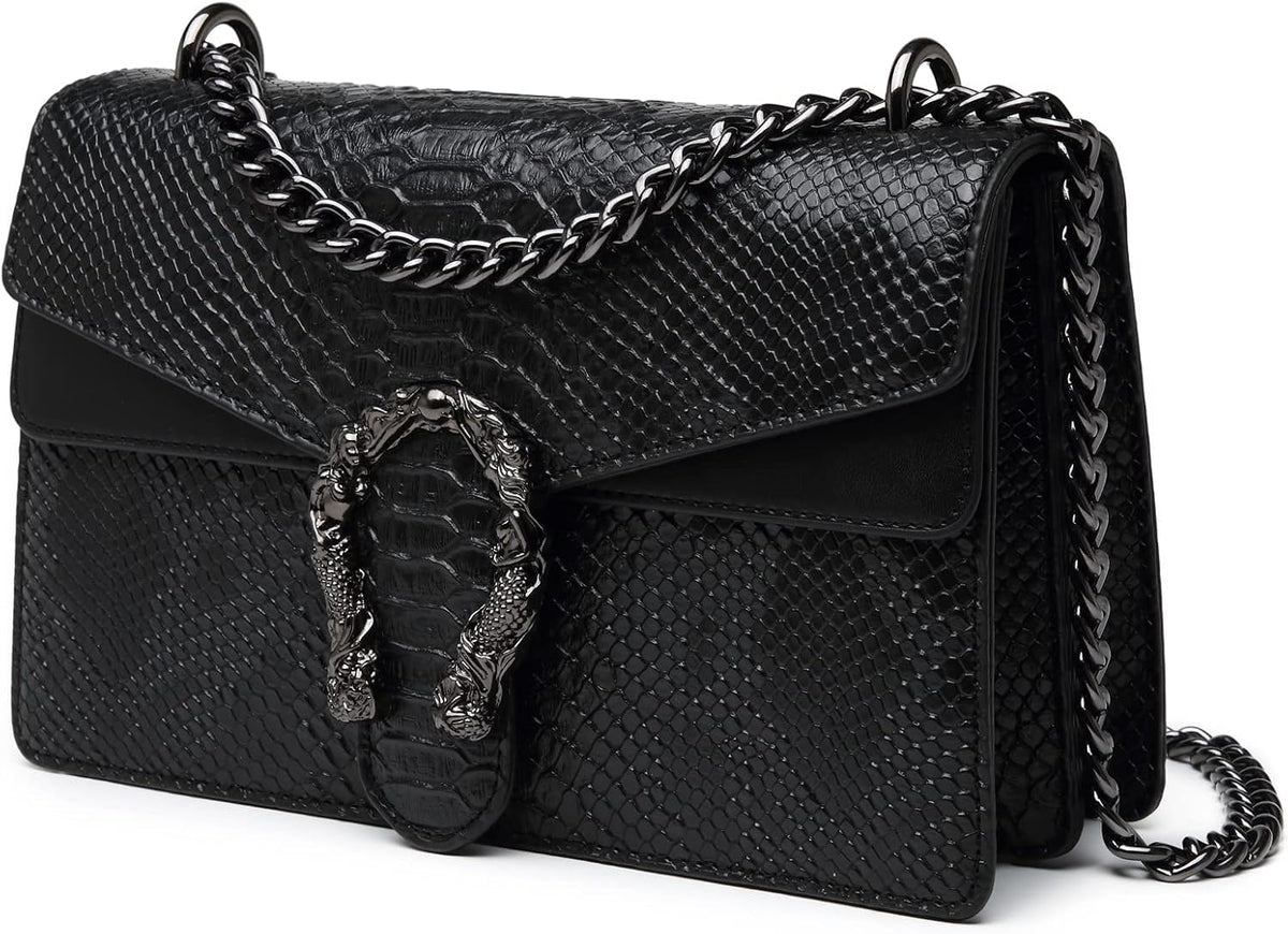 MYHOZEE Crossbody Bags for Women - Snake Printed Clutch Purses Leat...