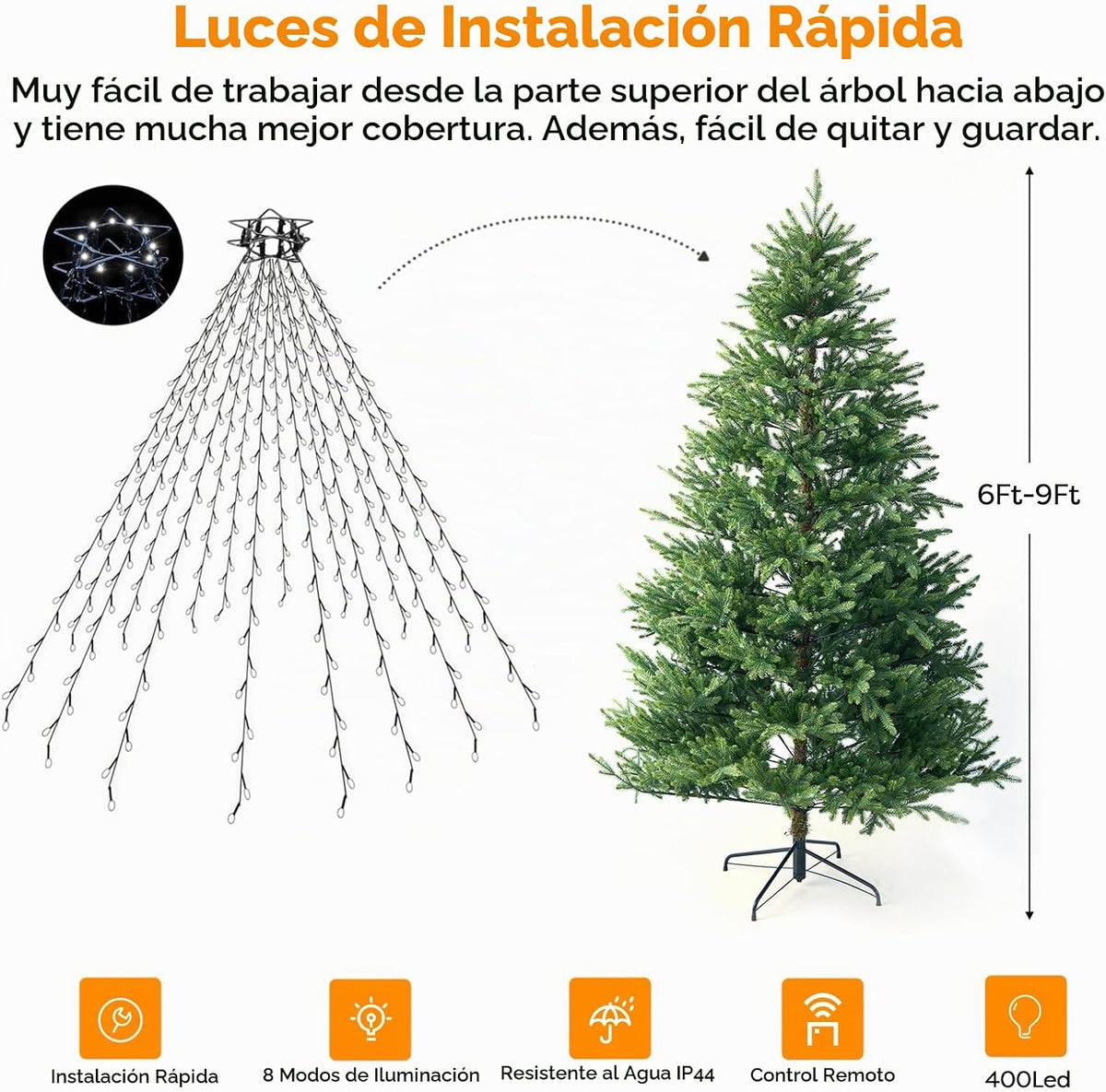Meknow Luces blancas para árbol de Navidad, luces de Navidad para i...