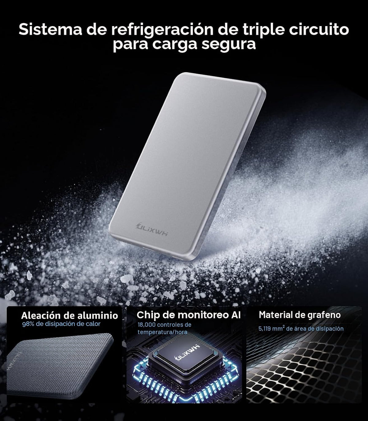 [0.3" Ultra Delgado] [Aleación] ULiXWH para cargador portátil M...