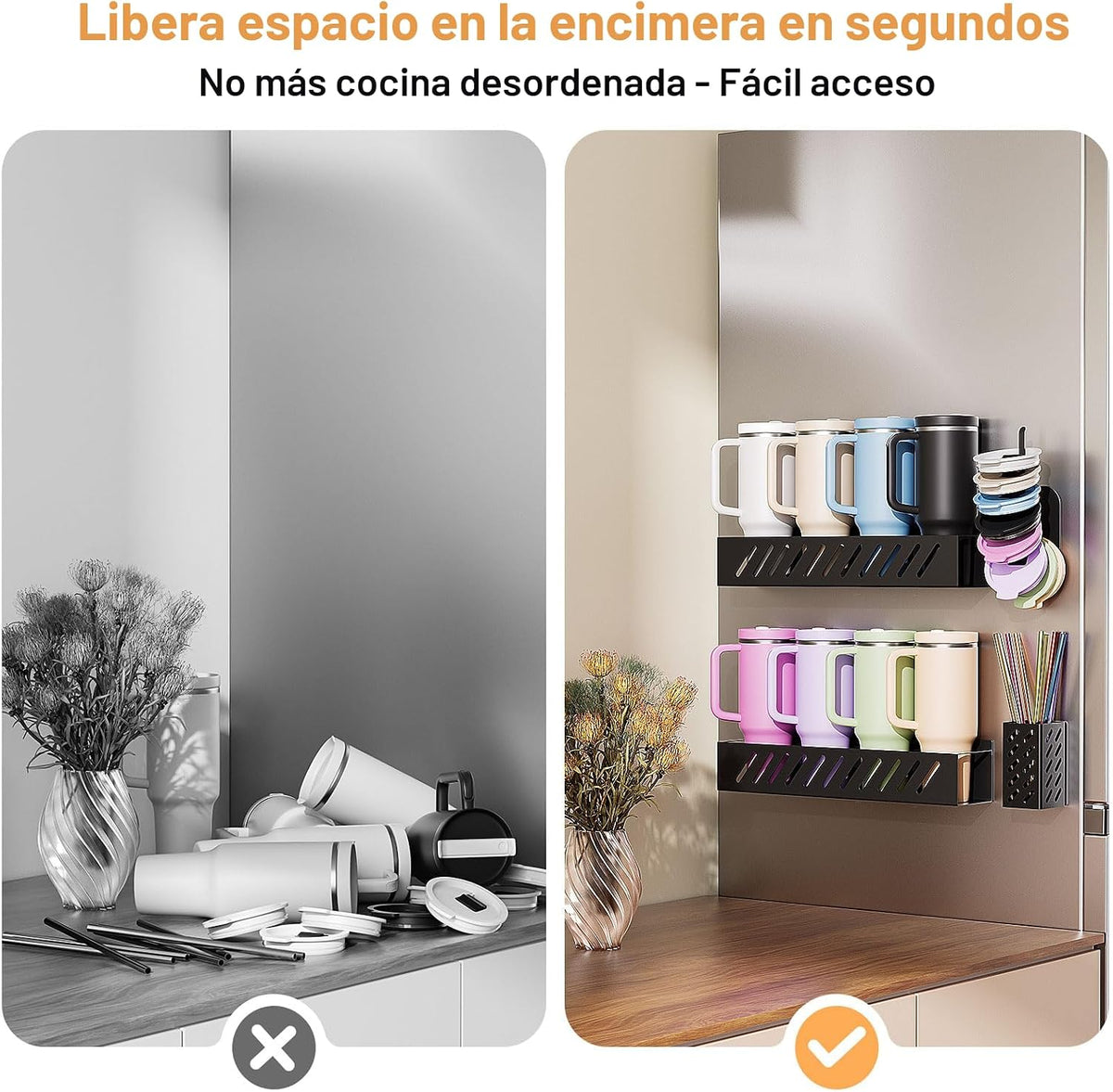 Wolera Paquete de 2 portavasos magnéticos Stanley con tapa de vaso...