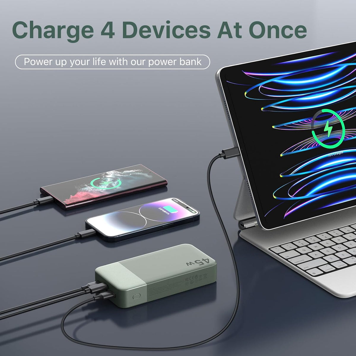 NOBIS Cargador portátil, banco de energía de 45 W 20000 mAh y banco...