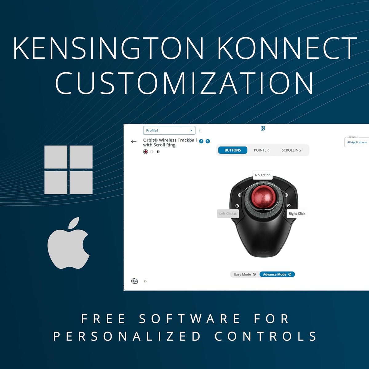 Kensington Orbit Trackball inalámbrico con anillo de desplazamiento...