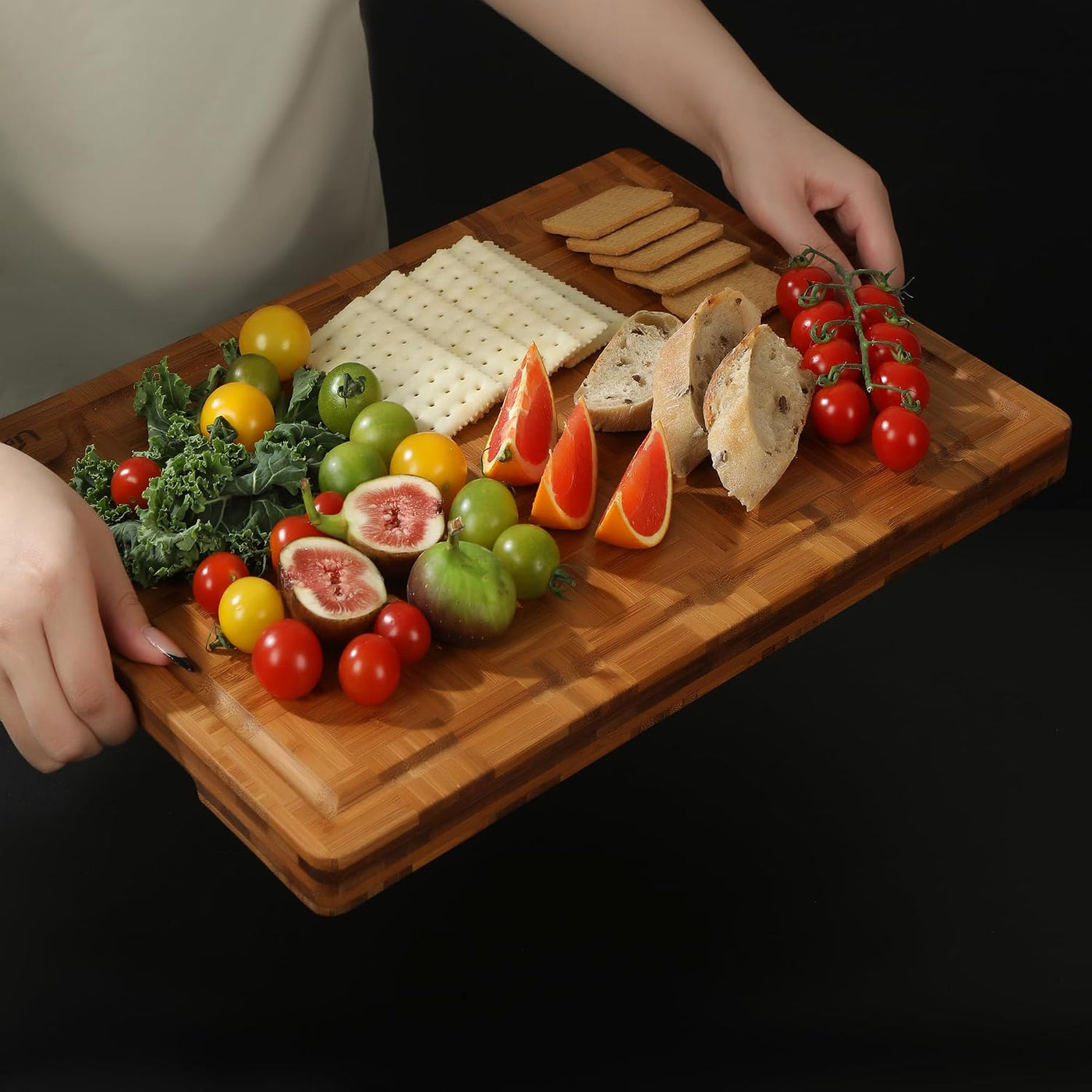 Juego de 3 tablas de cortar de bambú para cocina, madera | Grano fi...