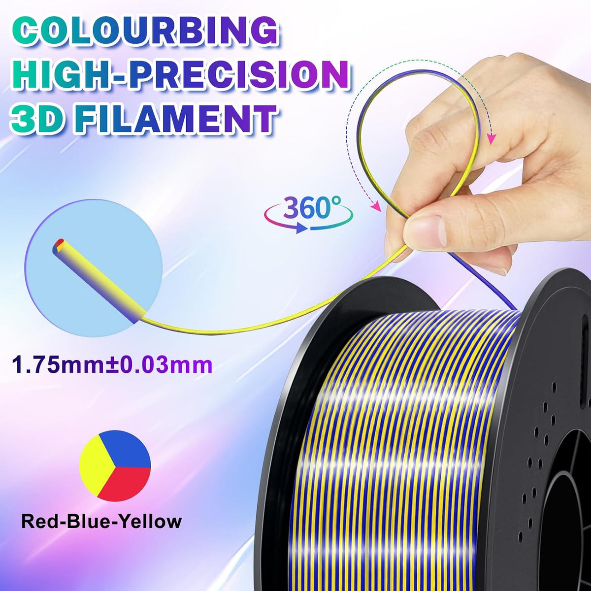 Colourbing Filamento para impresora 3D PLA + de seda tricolor de 0....