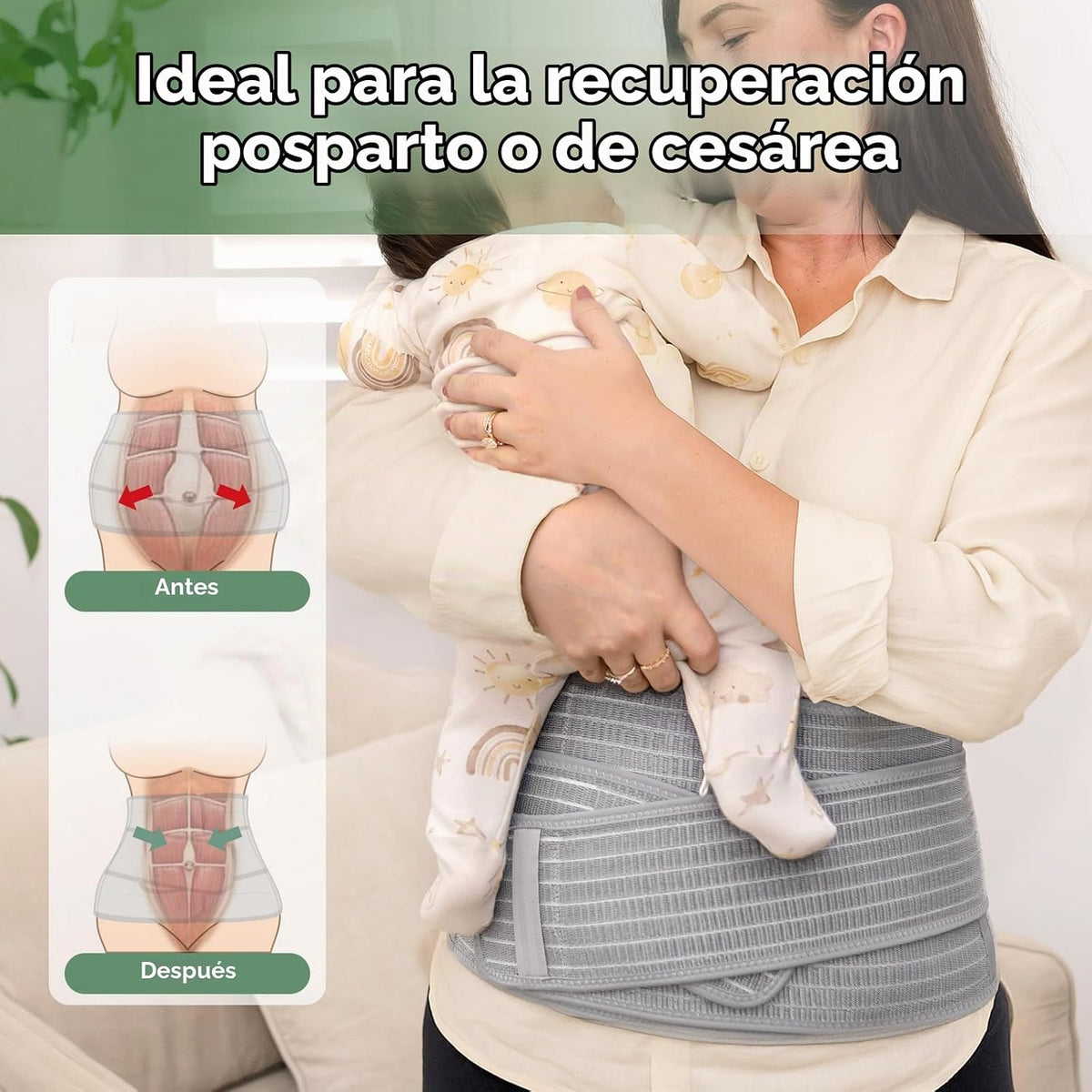 Haakaa - Banda para el vientre posparto, talla M, color gris | Carp...