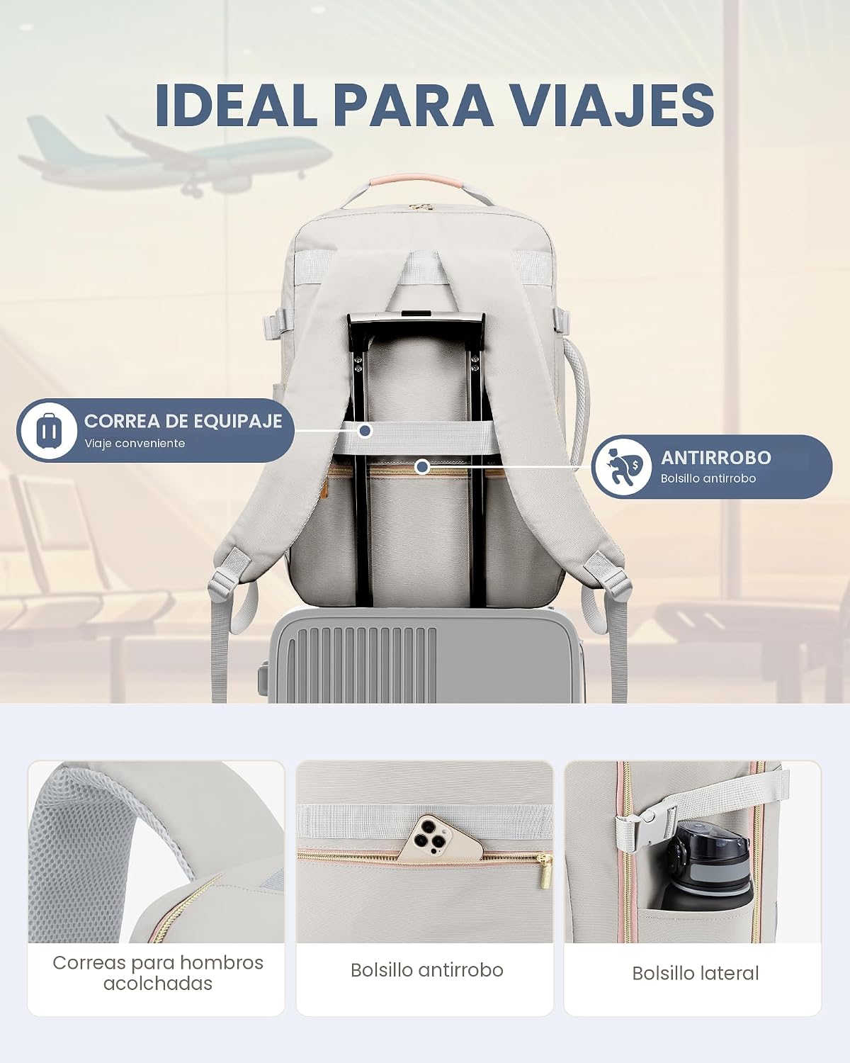 LOVEVOOK Mochila de viaje de 40L aprobada para vuelo, 3 cubos de em...