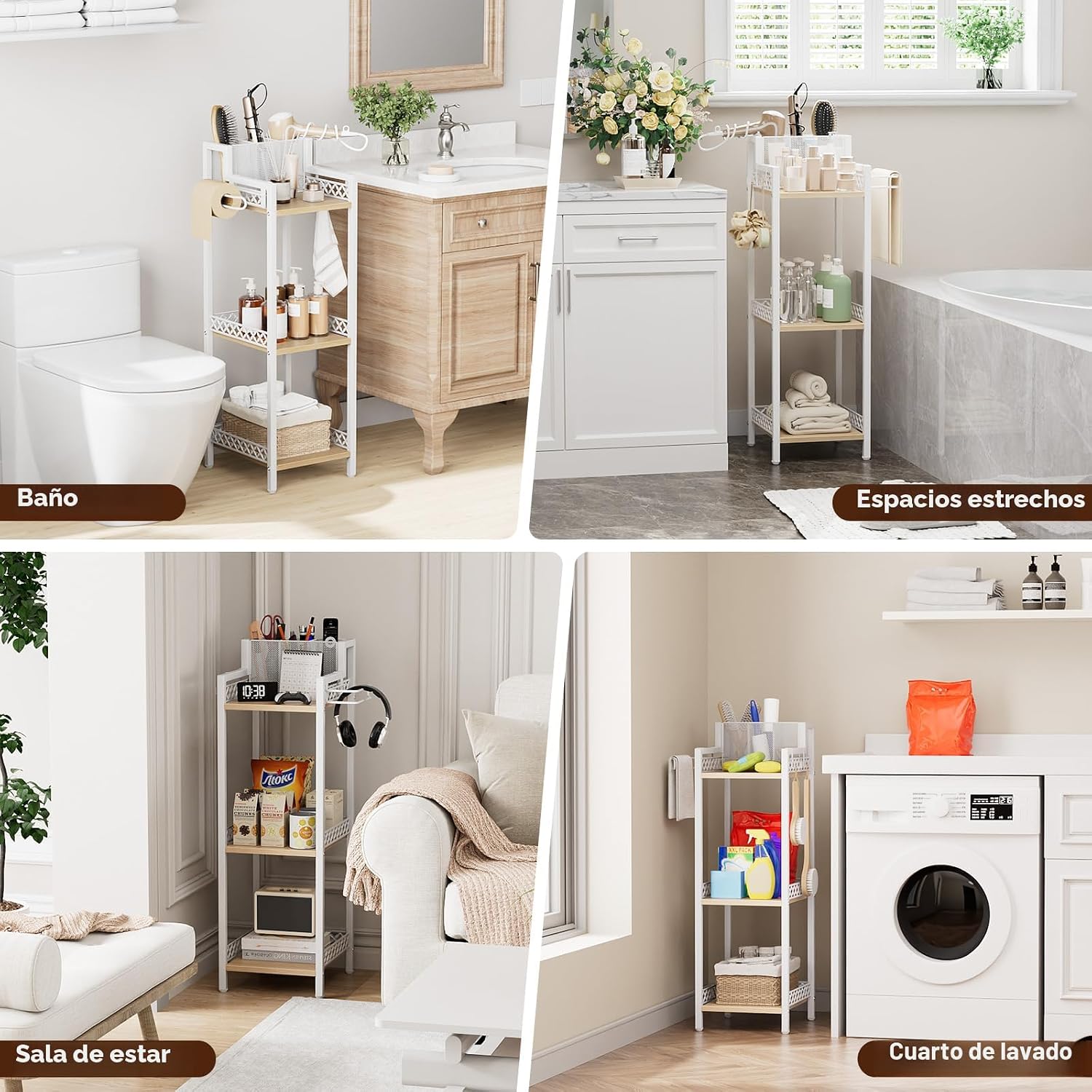FURFUN - Estante de almacenamiento delgado para baño, organizador d...