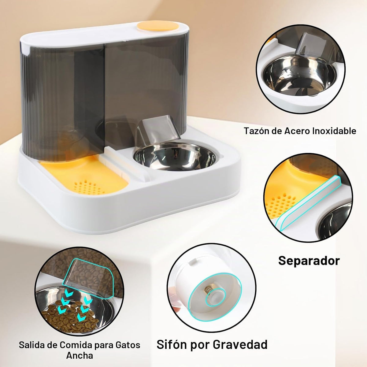 MUYG Combo de alimentador automático 2 en 1 y dispensador de agua p...