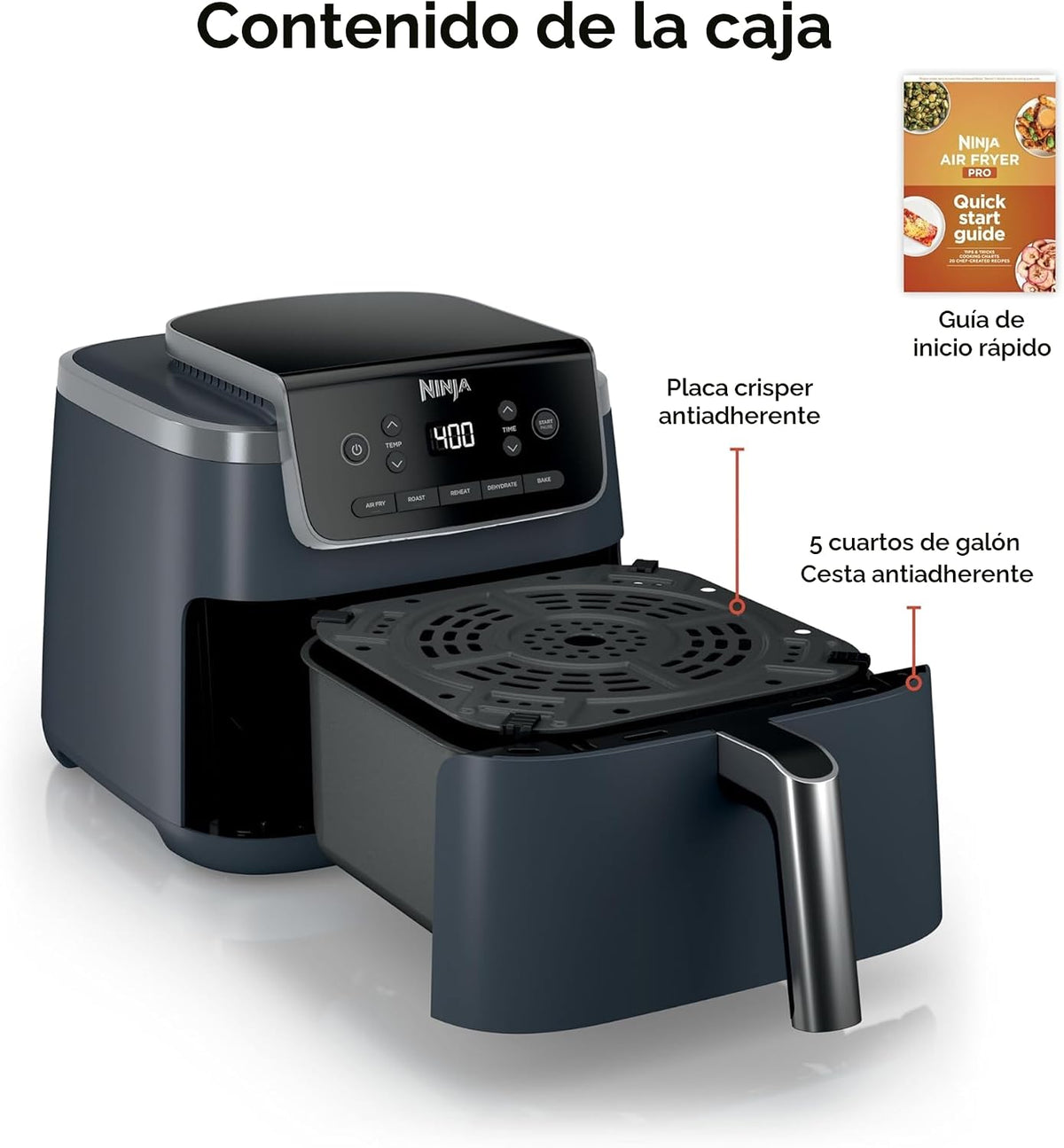 Ninja Air Fryer Pro, 5 cuartos de galón, 5 en 1, Cyberspace, AF142B...