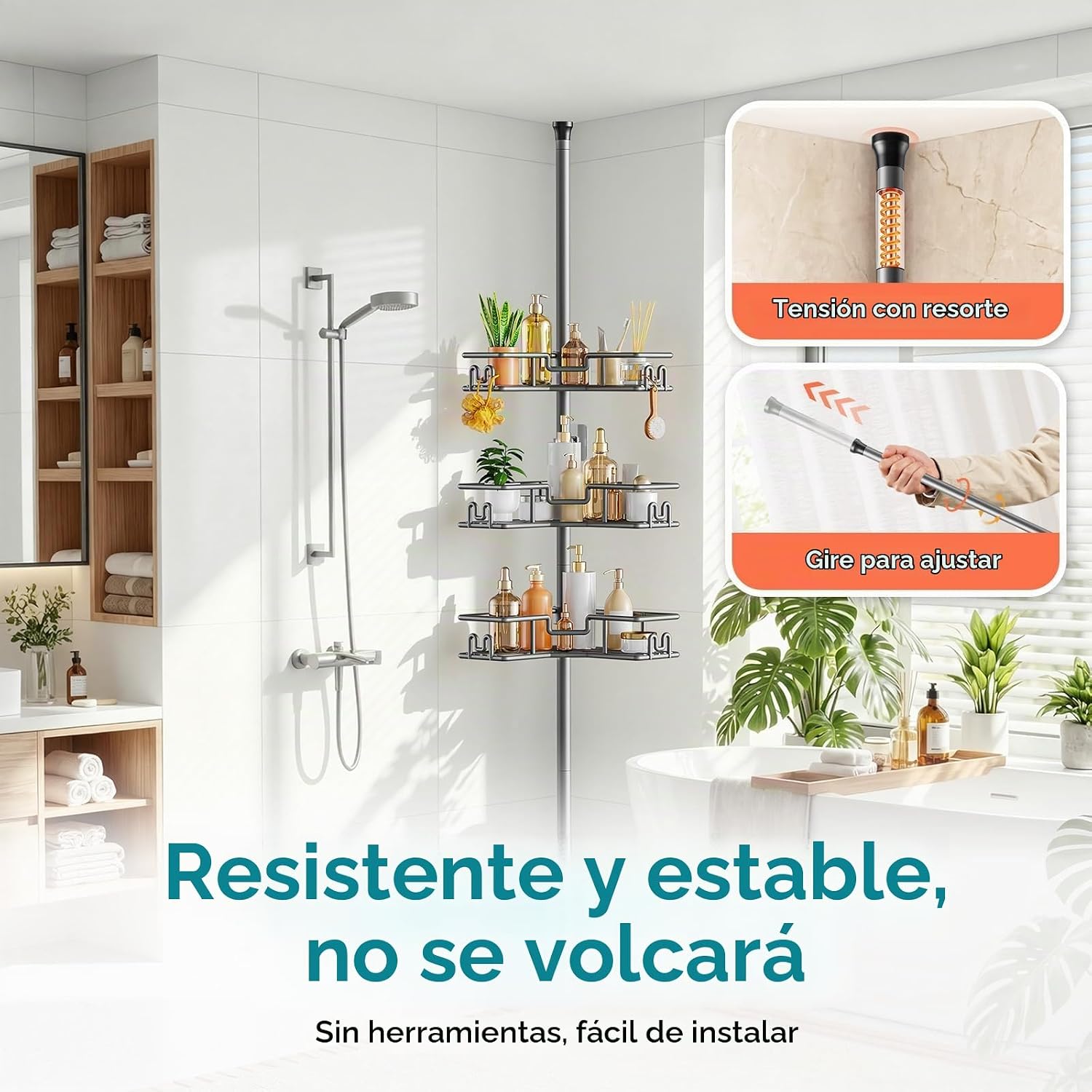 HAMITOR Almacenamiento de baño ajustable de 4 niveles: estante de t...